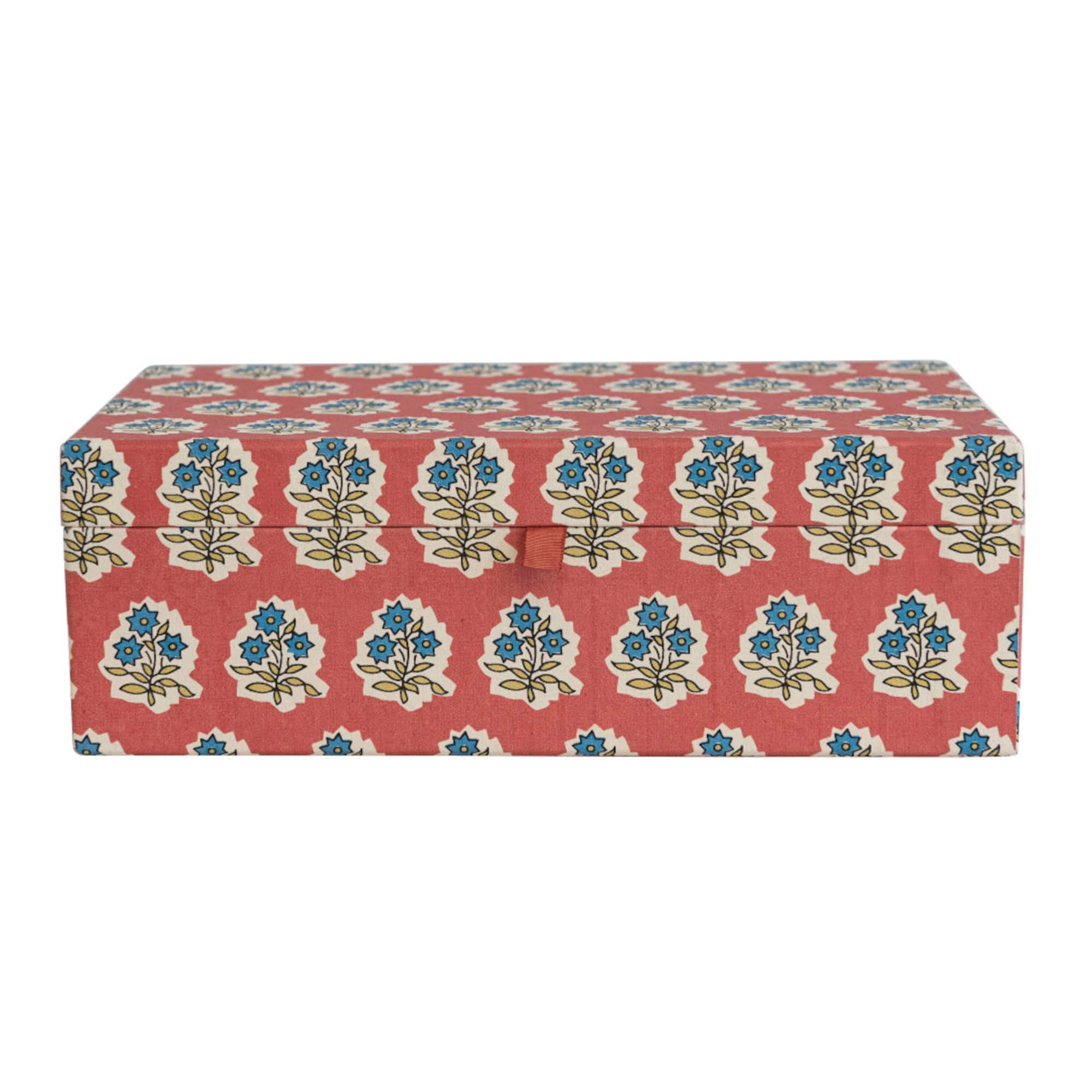 Hello Honey® 12" Multicolored Fabric Covered Jewelry Box with Floral Pattern and Interior Mirror